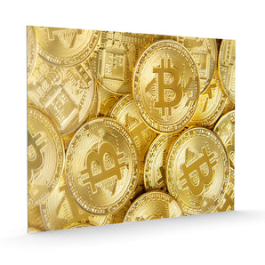 Alubild - goldfarbene Bitcoins BTC