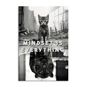 Glasbild - Mindset Is Everything - Katze & Tiger