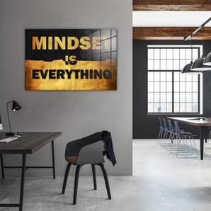 Glasbild - Mindset Is Everything - Gold