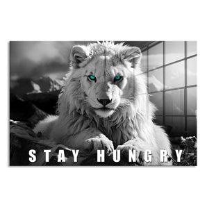 Glasbild - Stay Hungry - White Lion