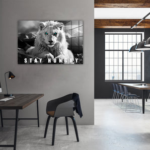 Glasbild - Stay Hungry - White Lion