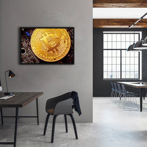 Poster im Rahmen - Bitcoin BTC auf Platine