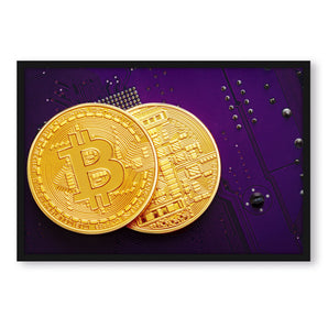 Poster im Rahmen - Bitcoin BTC auf Platine