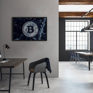 Poster im Rahmen - Bitcoin BTC auf Eis