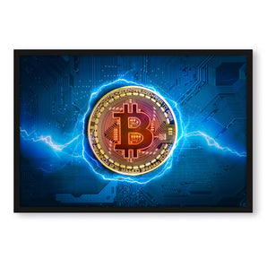 Poster im Rahmen - Bitcoin BTC auf Hauptplatine