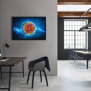 Poster im Rahmen - Bitcoin BTC auf Hauptplatine