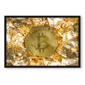 Poster im Rahmen - Bitcoin BTC Goldpapier