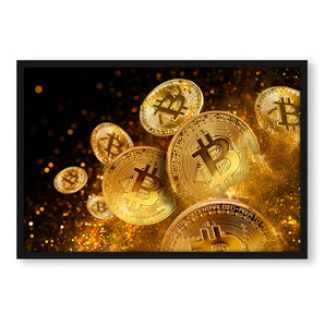 Poster im Rahmen - funkelnder Bitcoin BTC